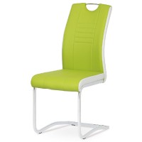 Jídelní židle, chrom / koženka limetková s bílými boky  DCL-406 LIM